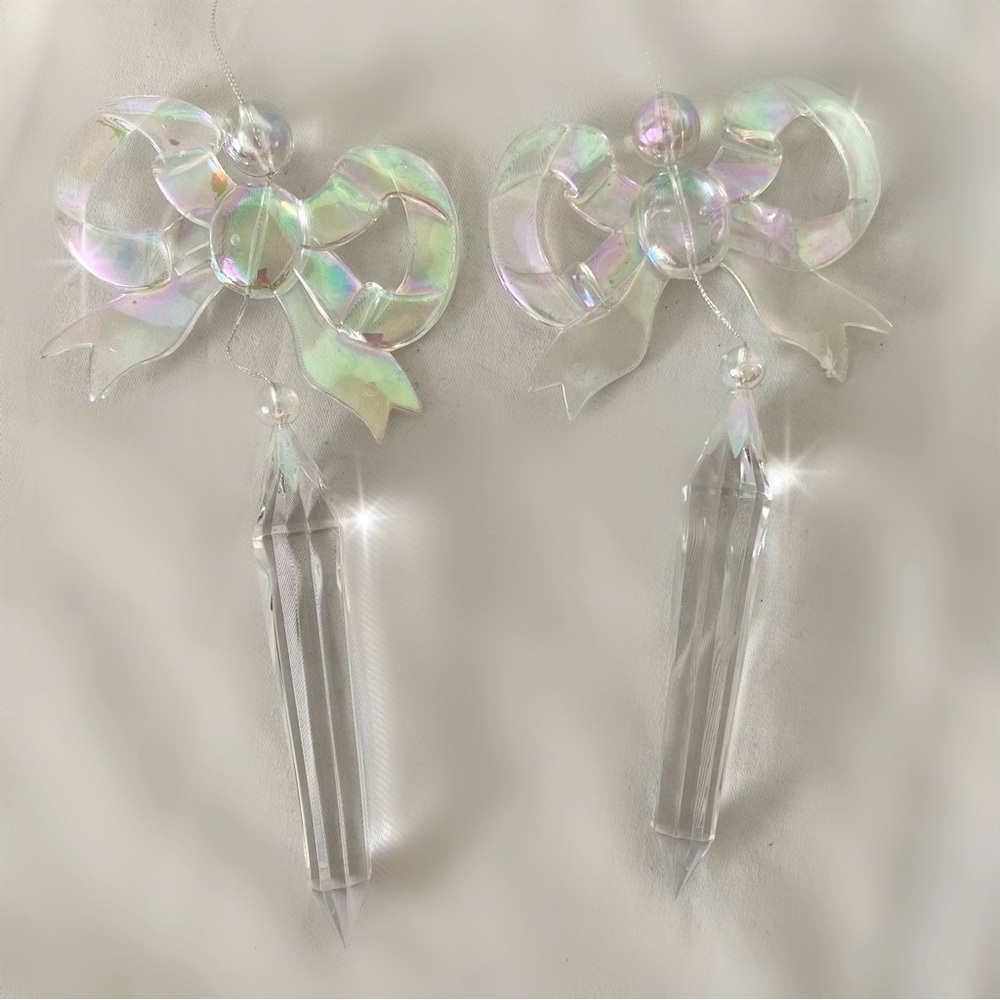 Vintage iridescent lucite coquette bow ornaments sun light catchers decor home